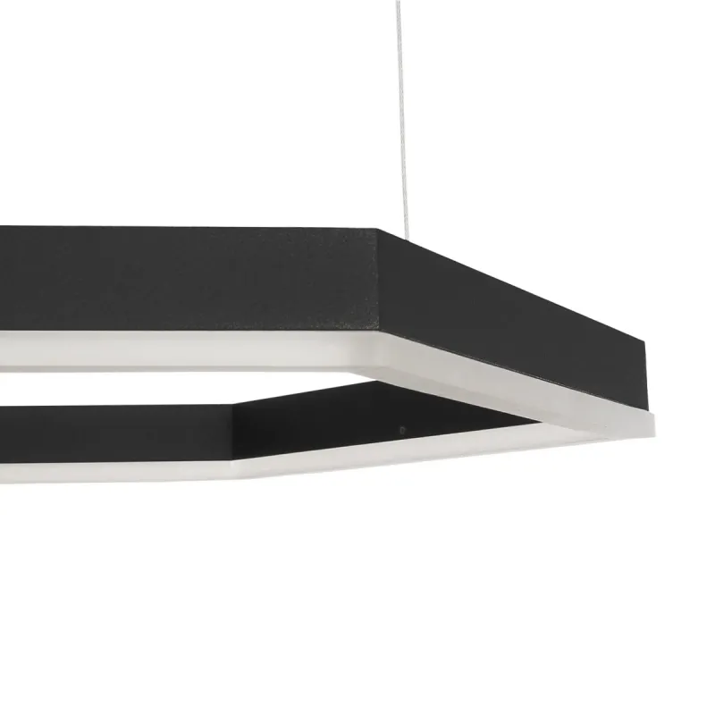kelvo® LEXAGON KLV-101-0179 Κρεμαστό Φωτιστικό Οροφής LED 120W 12000lm 200° AC 220-240V IP20 Ρυθμιζόμενο Λευκό CCT με Χειριστήριο από 2700K έως 6000K Dimmable - Lumileds SMD Chip - Μαύρο Ματ - Μ110 x Π90 x Υ110cm - 3 Χρόνια Εγγύηση
