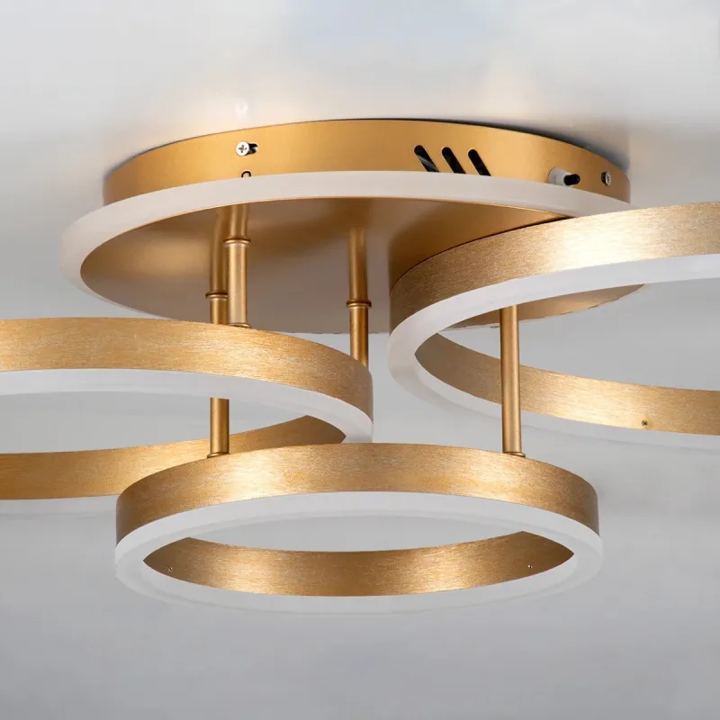 kelvo® VENOM KLV-101-0186 Φωτιστικό Οροφής LED 100W 10000lm 360° AC 220-240V IP20 Ρυθμιζόμενο Λευκό CCT με Χειριστήριο από 2700K έως 6000K Dimmable - Lumileds SMD Chip - Χρυσό Πλατίνα - Μ70 x Π40 x Υ16cm - 3 Χρόνια Εγγύηση