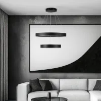 kelvo® VENOM KLV-101-0196 Κρεμαστό Φωτιστικό Οροφής LED 75W 7500lm 120° AC 220-240V IP20 Ρυθμιζόμενο Λευκό CCT με Χειριστήριο από 2700K έως 6000K Dimmable - Lumileds SMD Chip - Μαύρο Ματ - Μ60 x Π60 x Υ40cm - 3 Χρόνια Εγγύηση