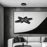 kelvo® VENOM KLV-101-0199-V2 Κρεμαστό Φωτιστικό Οροφής LED 120W 12000lm 120° AC 220-240V IP20 Ρυθμιζόμενο Λευκό CCT με Χειριστήριο από 2700K έως 6000K Dimmable - Lumileds SMD Chip - Μαύρο Ματ - Μ80 x Π80 x Υ80cm - 3 Χρόνια Εγγύηση