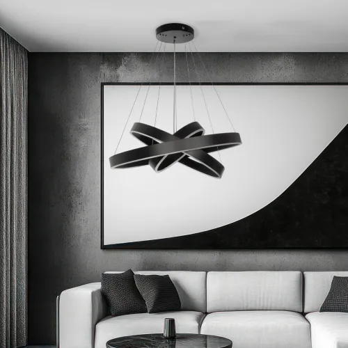 kelvo® VENOM KLV-101-0199-V2 Κρεμαστό Φωτιστικό Οροφής LED 120W 12000lm 120° AC 220-240V IP20 Ρυθμιζόμενο Λευκό CCT με Χειριστήριο από 2700K έως 6000K Dimmable - Lumileds SMD Chip - Μαύρο Ματ - Μ80 x Π80 x Υ80cm - 3 Χρόνια Εγγύηση
