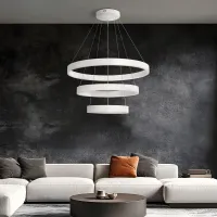 kelvo® VENOM KLV-101-0200 Κρεμαστό Φωτιστικό Οροφής LED 120W 12000lm 120° AC 220-240V IP20 Ρυθμιζόμενο Λευκό CCT με Χειριστήριο από 2700K έως 6000K Dimmable - Lumileds SMD Chip - Λευκό Ματ - Μ80 x Π80 x Υ80cm - 3 Χρόνια Εγγύηση