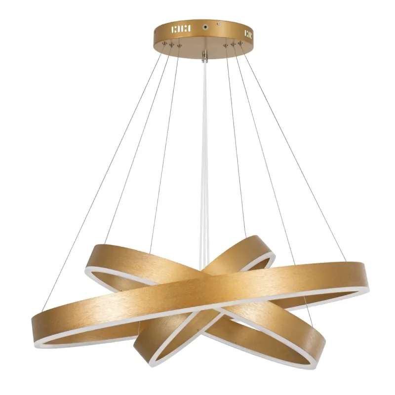 kelvo® VENOM KLV-101-0201-V2 Κρεμαστό Φωτιστικό Οροφής LED 120W 12000lm 120° AC 220-240V IP20 Ρυθμιζόμενο Λευκό CCT με Χειριστήριο από 2700K έως 6000K Dimmable - Lumileds SMD Chip - Χρυσό Πλατίνα - Μ80 x Π80 x Υ80cm - 3 Χρόνια Εγγύηση