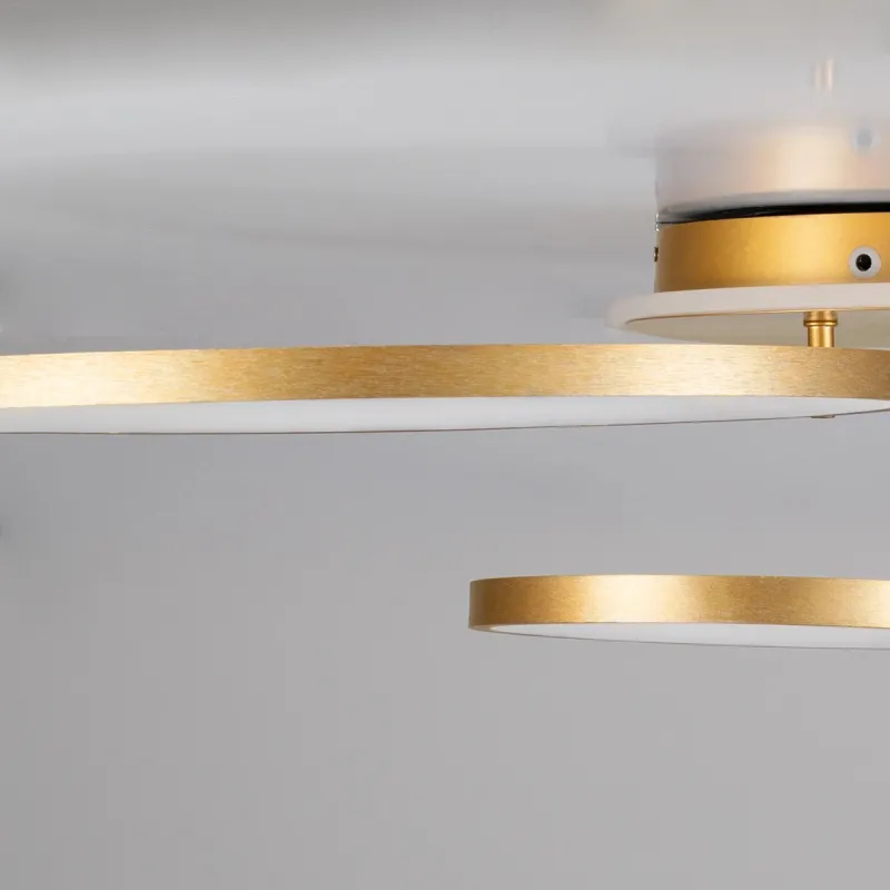 kelvo® NEMESIS KLV-101-0207 Φωτιστικό Οροφής LED 98W 9800lm 360° AC 220-240V IP20 Ρυθμιζόμενο Λευκό CCT με Χειριστήριο από 2700K έως 6000K Dimmable - Lumileds SMD Chip - Χρυσό Πλατίνα - Μ89 x Π60 x Υ19cm - 3 Χρόνια Εγγύηση