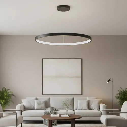 kelvo® NEMESIS KLV-101-0214 Κρεμαστό Φωτιστικό Οροφής LED 75W 7500lm 180° AC 220-240V IP20 Ρυθμιζόμενο Λευκό CCT με Χειριστήριο από 2700K έως 6000K Dimmable - Lumileds SMD Chip - Μαύρο Ματ - Μ100 x Π100 x Υ4cm - 3 Χρόνια Εγγύηση