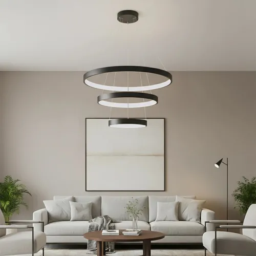 kelvo® NEMESIS KLV-101-0217 Κρεμαστό Φωτιστικό Οροφής LED 100W 10000lm 180° AC 220-240V IP20 Ρυθμιζόμενο Λευκό CCT με Χειριστήριο από 2700K έως 6000K Dimmable - Lumileds SMD Chip - Μαύρο Ματ - Μ60 x Π60 x Υ60cm - 3 Χρόνια Εγγύηση