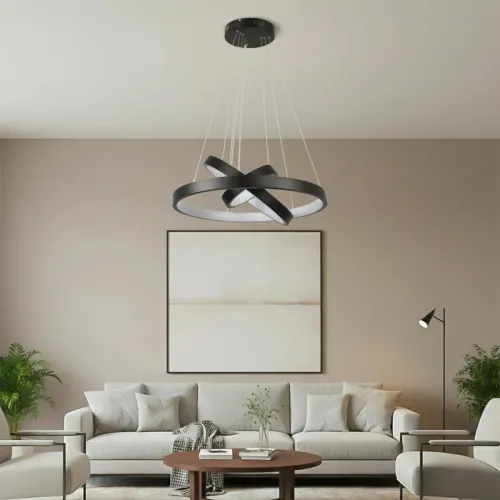 kelvo® NEMESIS KLV-101-0217-V2 Κρεμαστό Φωτιστικό Οροφής LED 100W 10000lm 180° AC 220-240V IP20 Ρυθμιζόμενο Λευκό CCT με Χειριστήριο από 2700K έως 6000K Dimmable - Lumileds SMD Chip - Μαύρο Ματ - Μ60 x Π60 x Υ60cm - 3 Χρόνια Εγγύηση