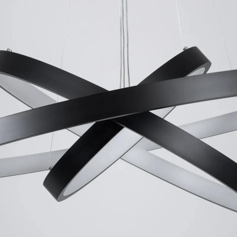 kelvo® NEMESIS KLV-101-0220 Κρεμαστό Φωτιστικό Οροφής LED 120W 12000lm 180° AC 220-240V IP20 Ρυθμιζόμενο Λευκό CCT με Χειριστήριο από 2700K έως 6000K Dimmable - Lumileds SMD Chip - Μαύρο Ματ - Μ80 x Π80 x Υ80cm - 3 Χρόνια Εγγύηση