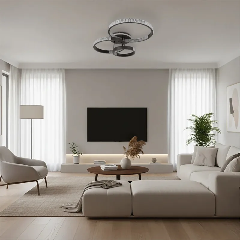 kelvo® DIAMOND KLV-101-0226 Φωτιστικό Οροφής LED 100W 10000lm 360° AC 220-240V IP20 Ρυθμιζόμενο Λευκό CCT με Χειριστήριο από 2700K έως 6000K Dimmable - Lumileds SMD Chip - Μαύρο Ματ - Μ80 x Π50 x Υ20cm - 3 Χρόνια Εγγύηση