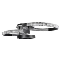 kelvo® DIAMOND KLV-101-0226 Φωτιστικό Οροφής LED 100W 10000lm 360° AC 220-240V IP20 Ρυθμιζόμενο Λευκό CCT με Χειριστήριο από 2700K έως 6000K Dimmable - Lumileds SMD Chip - Μαύρο Ματ - Μ80 x Π50 x Υ20cm - 3 Χρόνια Εγγύηση