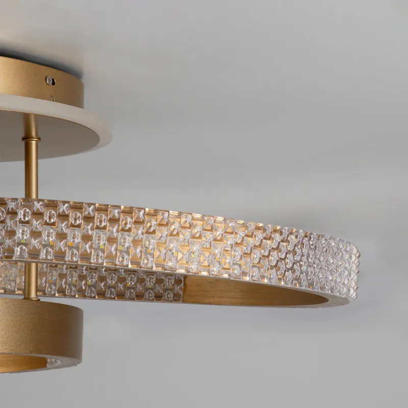 kelvo® DIAMOND KLV-101-0228 Φωτιστικό Οροφής LED 100W 10000lm 360° AC 220-240V IP20 Ρυθμιζόμενο Λευκό CCT με Χειριστήριο από 2700K έως 6000K Dimmable - Lumileds SMD Chip - Χρυσό Πλατίνα - Μ80 x Π50 x Υ20cm - 3 Χρόνια Εγγύηση