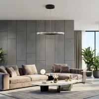 kelvo® DIAMOND KLV-101-0229 Κρεμαστό Φωτιστικό Οροφής LED 45W 4500lm 180° AC 220-240V IP20 Ρυθμιζόμενο Λευκό CCT με Χειριστήριο από 2700K έως 6000K Dimmable - Lumileds SMD Chip - Μαύρο Ματ - Μ60 x Π60 x Υ3cm - 3 Χρόνια Εγγύηση