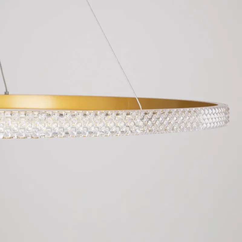 kelvo® DIAMOND KLV-101-0234 Κρεμαστό Φωτιστικό Οροφής LED 75W 7500lm 180° AC 220-240V IP20 Ρυθμιζόμενο Λευκό CCT με Χειριστήριο από 2700K έως 6000K Dimmable - Lumileds SMD Chip - Χρυσό Πλατίνα - Μ100 x Π100 x Υ3cm - 3 Χρόνια Εγγύηση