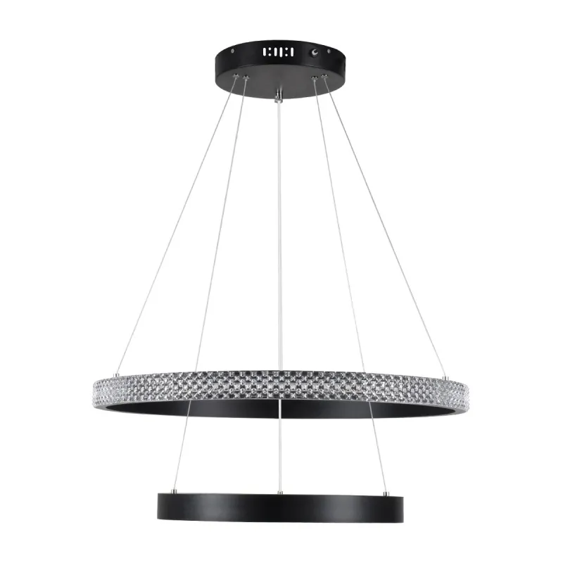 kelvo® DIAMOND KLV-101-0235 Κρεμαστό Φωτιστικό Οροφής LED 75W 7500lm 360° AC 220-240V IP20 Ρυθμιζόμενο Λευκό CCT με Χειριστήριο από 2700K έως 6000K Dimmable - Lumileds SMD Chip - Μαύρο Ματ - Μ60 x Π60 x Υ40cm - 3 Χρόνια Εγγύηση