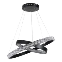 kelvo® DIAMOND KLV-101-0235-V2 Κρεμαστό Φωτιστικό Οροφής LED 75W 7500lm 360° AC 220-240V IP20 Ρυθμιζόμενο Λευκό CCT με Χειριστήριο από 2700K έως 6000K Dimmable - Lumileds SMD Chip - Μαύρο Ματ - Μ60 x Π60 x Υ40cm - 3 Χρόνια Εγγύηση