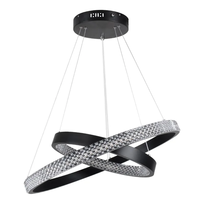kelvo® DIAMOND KLV-101-0235-V2 Κρεμαστό Φωτιστικό Οροφής LED 75W 7500lm 360° AC 220-240V IP20 Ρυθμιζόμενο Λευκό CCT με Χειριστήριο από 2700K έως 6000K Dimmable - Lumileds SMD Chip - Μαύρο Ματ - Μ60 x Π60 x Υ40cm - 3 Χρόνια Εγγύηση