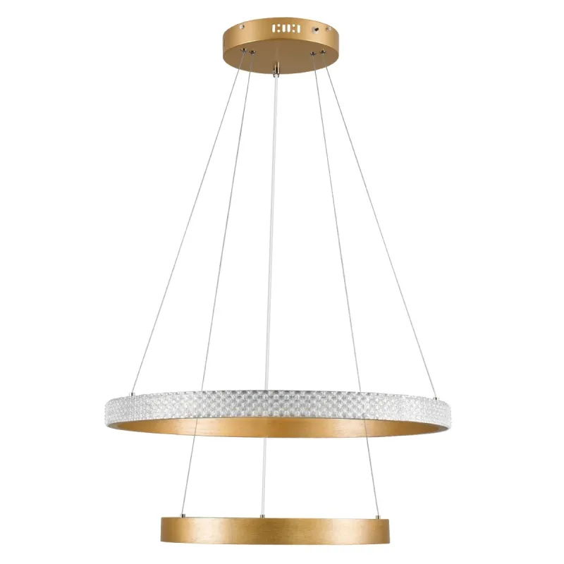 kelvo® DIAMOND KLV-101-0236 Κρεμαστό Φωτιστικό Οροφής LED 75W 7500lm 360° AC 220-240V IP20 Ρυθμιζόμενο Λευκό CCT με Χειριστήριο από 2700K έως 6000K Dimmable - Lumileds SMD Chip - Χρυσό Πλατίνα - Μ60 x Π60 x Υ40cm - 3 Χρόνια Εγγύηση