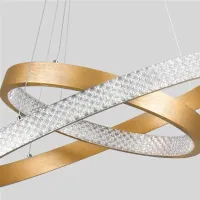 kelvo® DIAMOND KLV-101-0236 Κρεμαστό Φωτιστικό Οροφής LED 75W 7500lm 360° AC 220-240V IP20 Ρυθμιζόμενο Λευκό CCT με Χειριστήριο από 2700K έως 6000K Dimmable - Lumileds SMD Chip - Χρυσό Πλατίνα - Μ60 x Π60 x Υ40cm - 3 Χρόνια Εγγύηση