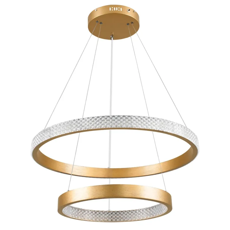 kelvo® DIAMOND KLV-101-0236-V2 Κρεμαστό Φωτιστικό Οροφής LED 75W 7500lm 360° AC 220-240V IP20 Ρυθμιζόμενο Λευκό CCT με Χειριστήριο από 2700K έως 6000K Dimmable - Lumileds SMD Chip - Χρυσό Πλατίνα - Μ60 x Π60 x Υ40cm - 3 Χρόνια Εγγύηση