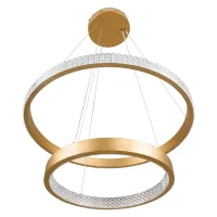kelvo® DIAMOND KLV-101-0236-V2 Κρεμαστό Φωτιστικό Οροφής LED 75W 7500lm 360° AC 220-240V IP20 Ρυθμιζόμενο Λευκό CCT με Χειριστήριο από 2700K έως 6000K Dimmable - Lumileds SMD Chip - Χρυσό Πλατίνα - Μ60 x Π60 x Υ40cm - 3 Χρόνια Εγγύηση