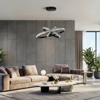 kelvo® DIAMOND KLV-101-0237-V2 Κρεμαστό Φωτιστικό Οροφής LED 100W 10000lm 180° AC 220-240V IP20 Ρυθμιζόμενο Λευκό CCT με Χειριστήριο από 2700K έως 6000K Dimmable - Lumileds SMD Chip - Μαύρο Ματ - Μ60 x Π60 x Υ60cm - 3 Χρόνια Εγγύηση
