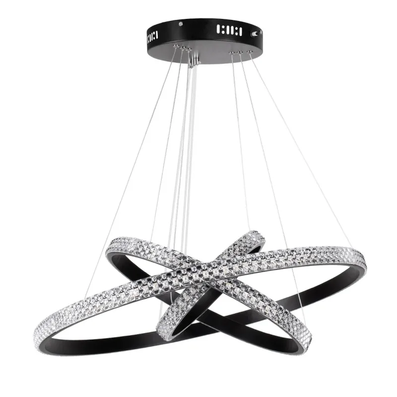 kelvo® DIAMOND KLV-101-0237-V2 Κρεμαστό Φωτιστικό Οροφής LED 100W 10000lm 180° AC 220-240V IP20 Ρυθμιζόμενο Λευκό CCT με Χειριστήριο από 2700K έως 6000K Dimmable - Lumileds SMD Chip - Μαύρο Ματ - Μ60 x Π60 x Υ60cm - 3 Χρόνια Εγγύηση