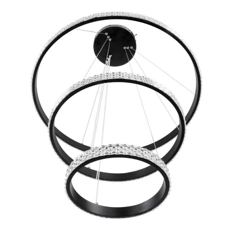 kelvo® DIAMOND KLV-101-0237-V2 Κρεμαστό Φωτιστικό Οροφής LED 100W 10000lm 180° AC 220-240V IP20 Ρυθμιζόμενο Λευκό CCT με Χειριστήριο από 2700K έως 6000K Dimmable - Lumileds SMD Chip - Μαύρο Ματ - Μ60 x Π60 x Υ60cm - 3 Χρόνια Εγγύηση