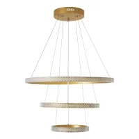 kelvo® DIAMOND KLV-101-0238 Κρεμαστό Φωτιστικό Οροφής LED 100W 10000lm 180° AC 220-240V IP20 Ρυθμιζόμενο Λευκό CCT με Χειριστήριο από 2700K έως 6000K Dimmable - Lumileds SMD Chip - Χρυσό Πλατίνα - Μ60 x Π60 x Υ60cm - 3 Χρόνια Εγγύηση