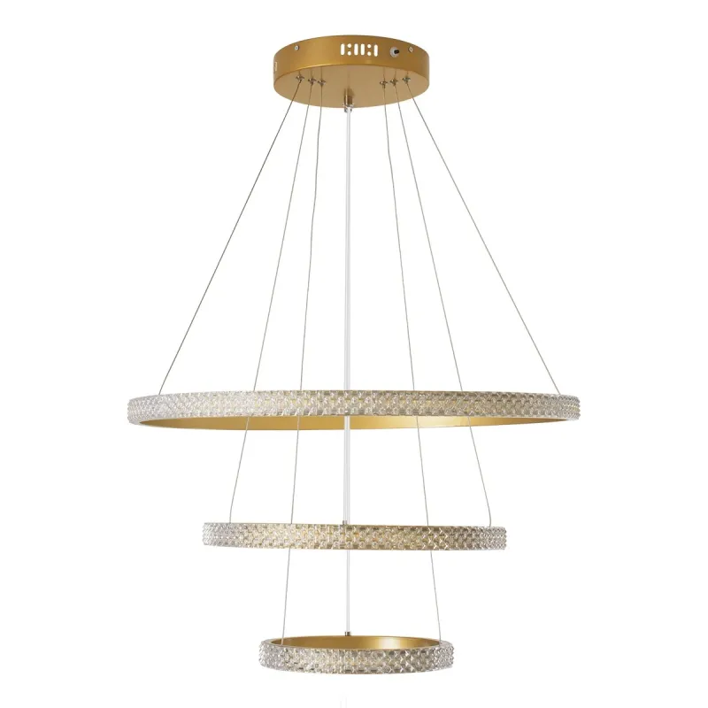 kelvo® DIAMOND KLV-101-0238 Κρεμαστό Φωτιστικό Οροφής LED 100W 10000lm 180° AC 220-240V IP20 Ρυθμιζόμενο Λευκό CCT με Χειριστήριο από 2700K έως 6000K Dimmable - Lumileds SMD Chip - Χρυσό Πλατίνα - Μ60 x Π60 x Υ60cm - 3 Χρόνια Εγγύηση