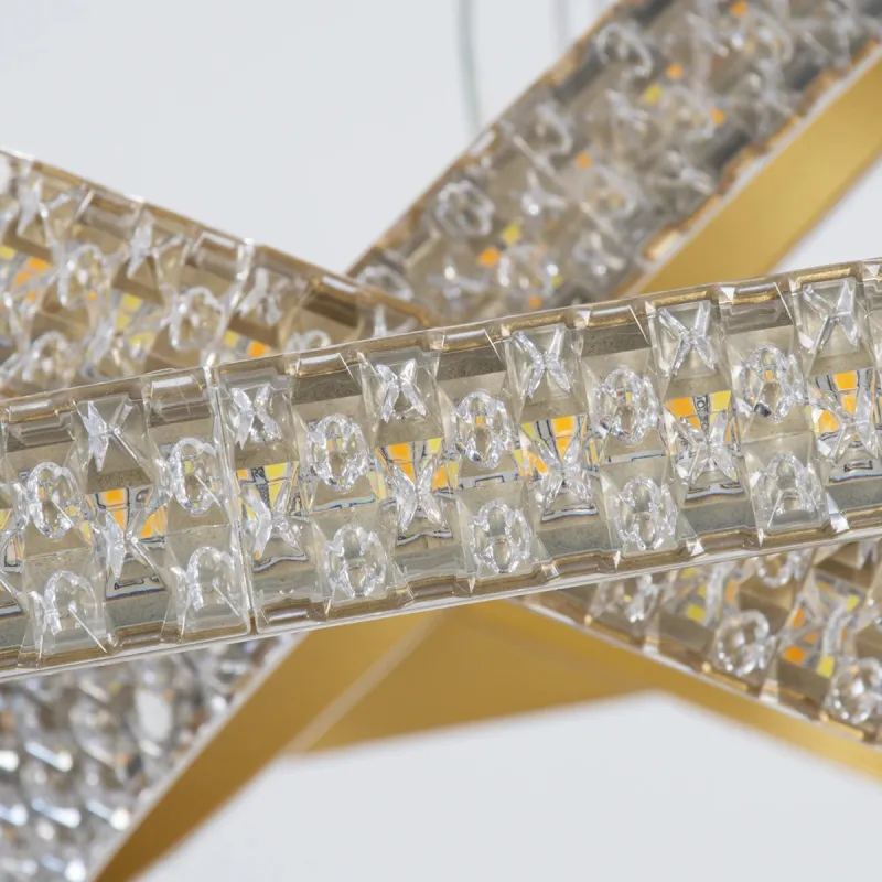 kelvo® DIAMOND KLV-101-0238 Κρεμαστό Φωτιστικό Οροφής LED 100W 10000lm 180° AC 220-240V IP20 Ρυθμιζόμενο Λευκό CCT με Χειριστήριο από 2700K έως 6000K Dimmable - Lumileds SMD Chip - Χρυσό Πλατίνα - Μ60 x Π60 x Υ60cm - 3 Χρόνια Εγγύηση