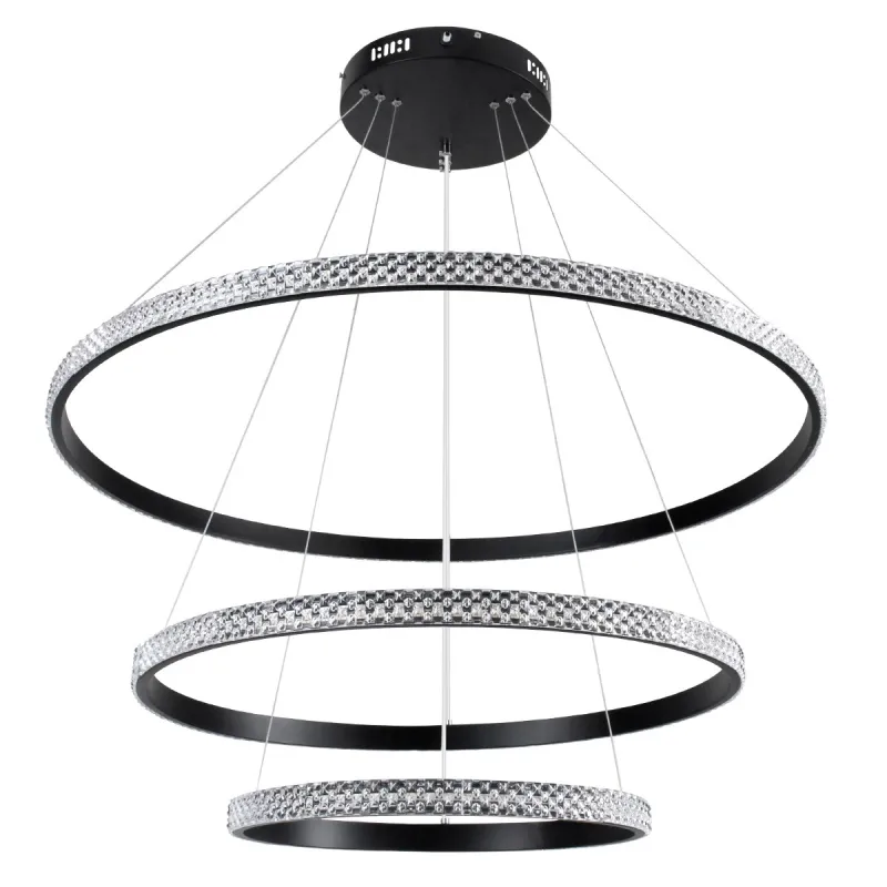 kelvo® DIAMOND KLV-101-0239 Κρεμαστό Φωτιστικό Οροφής LED 120W 12000lm 180° AC 220-240V IP20 Ρυθμιζόμενο Λευκό CCT με Χειριστήριο από 2700K έως 6000K Dimmable - Lumileds SMD Chip - Μαύρο Ματ - Μ80 x Π80 x Υ80cm - 3 Χρόνια Εγγύηση