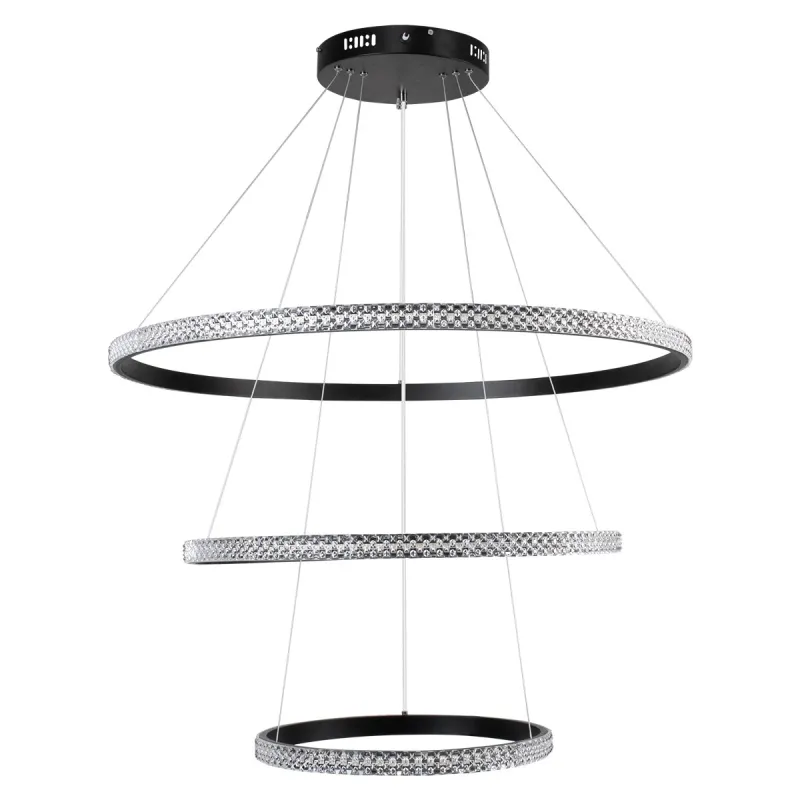 kelvo® DIAMOND KLV-101-0239 Κρεμαστό Φωτιστικό Οροφής LED 120W 12000lm 180° AC 220-240V IP20 Ρυθμιζόμενο Λευκό CCT με Χειριστήριο από 2700K έως 6000K Dimmable - Lumileds SMD Chip - Μαύρο Ματ - Μ80 x Π80 x Υ80cm - 3 Χρόνια Εγγύηση