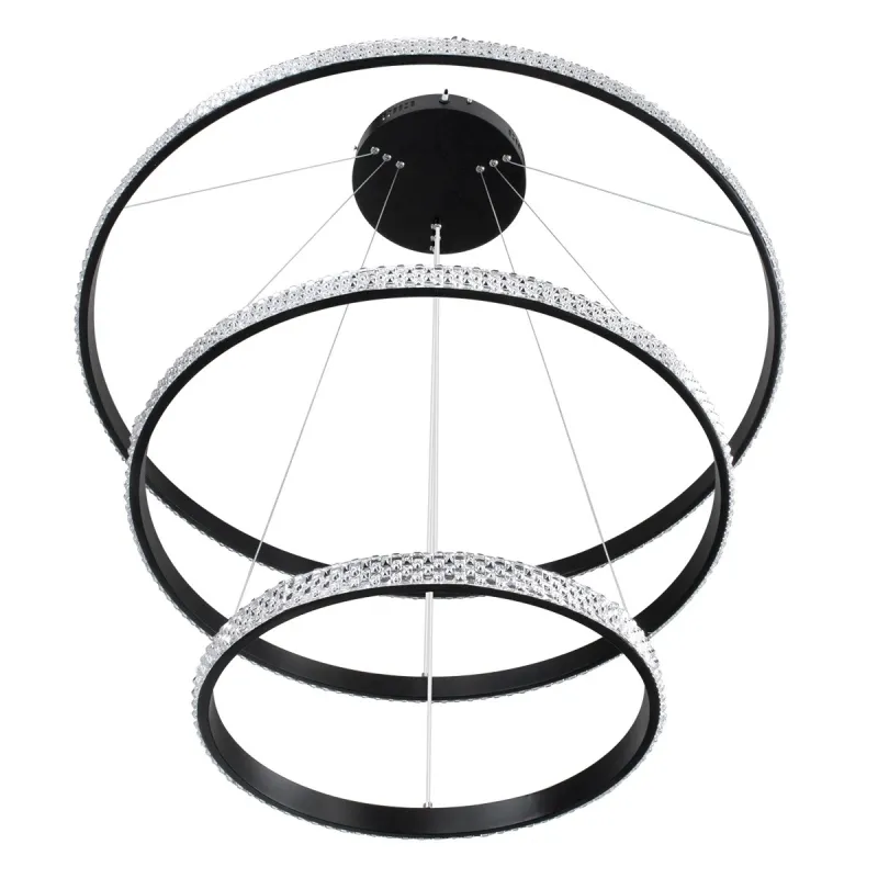 kelvo® DIAMOND KLV-101-0239 Κρεμαστό Φωτιστικό Οροφής LED 120W 12000lm 180° AC 220-240V IP20 Ρυθμιζόμενο Λευκό CCT με Χειριστήριο από 2700K έως 6000K Dimmable - Lumileds SMD Chip - Μαύρο Ματ - Μ80 x Π80 x Υ80cm - 3 Χρόνια Εγγύηση