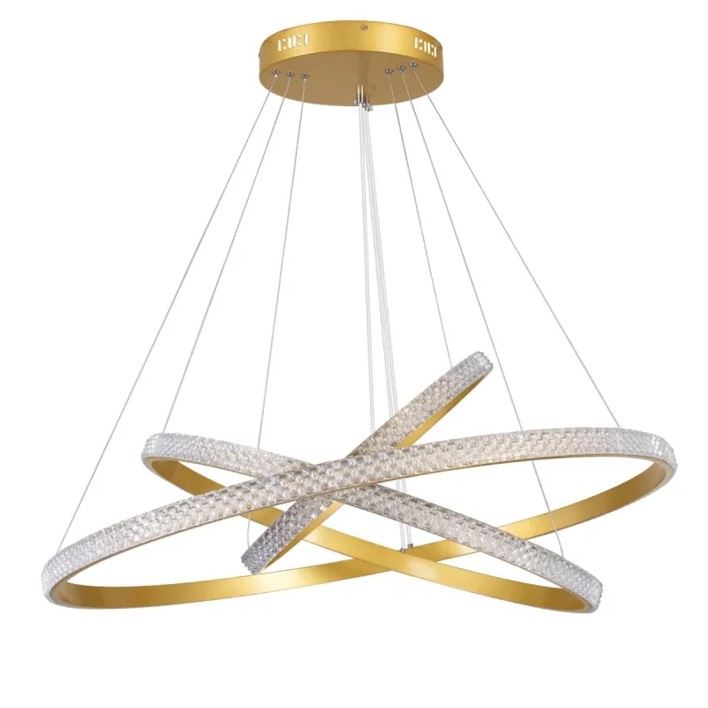 kelvo® DIAMOND KLV-101-0240 Κρεμαστό Φωτιστικό Οροφής LED 120W 12000lm 180° AC 220-240V IP20 Ρυθμιζόμενο Λευκό CCT με Χειριστήριο από 2700K έως 6000K Dimmable - Lumileds SMD Chip - Χρυσό Πλατίνα - Μ80 x Π80 x Υ80cm - 3 Χρόνια Εγγύηση