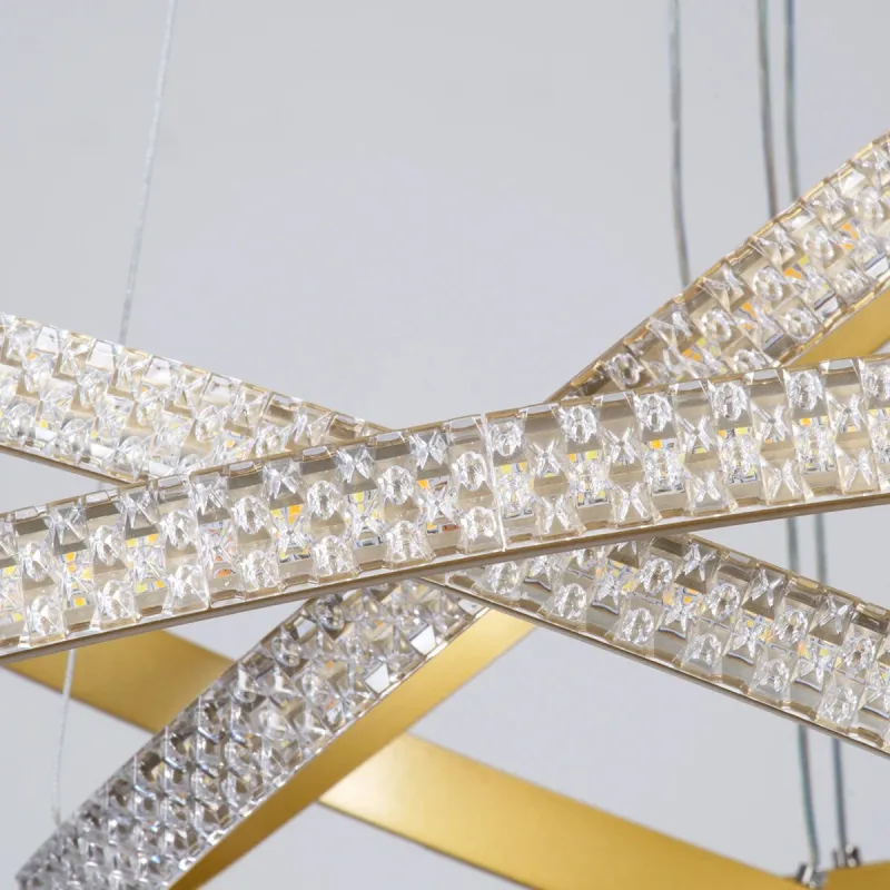 kelvo® DIAMOND KLV-101-0240 Κρεμαστό Φωτιστικό Οροφής LED 120W 12000lm 180° AC 220-240V IP20 Ρυθμιζόμενο Λευκό CCT με Χειριστήριο από 2700K έως 6000K Dimmable - Lumileds SMD Chip - Χρυσό Πλατίνα - Μ80 x Π80 x Υ80cm - 3 Χρόνια Εγγύηση