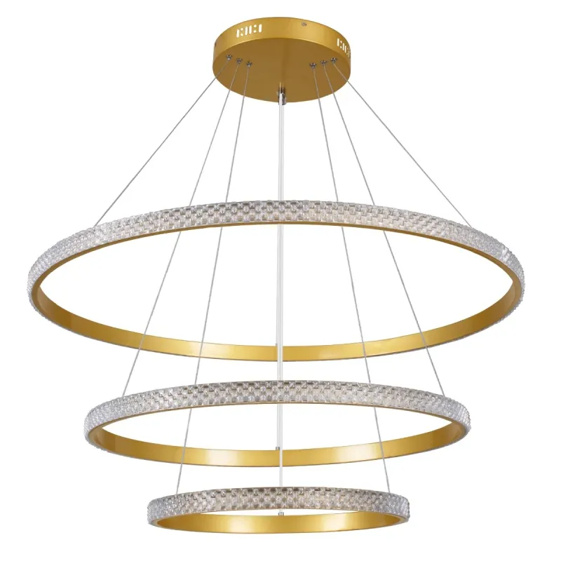 kelvo® DIAMOND KLV-101-0240-V2 Κρεμαστό Φωτιστικό Οροφής LED 120W 12000lm 180° AC 220-240V IP20 Ρυθμιζόμενο Λευκό CCT με Χειριστήριο από 2700K έως 6000K Dimmable - Lumileds SMD Chip - Χρυσό Πλατίνα - Μ80 x Π80 x Υ80cm - 3 Χρόνια Εγγύηση