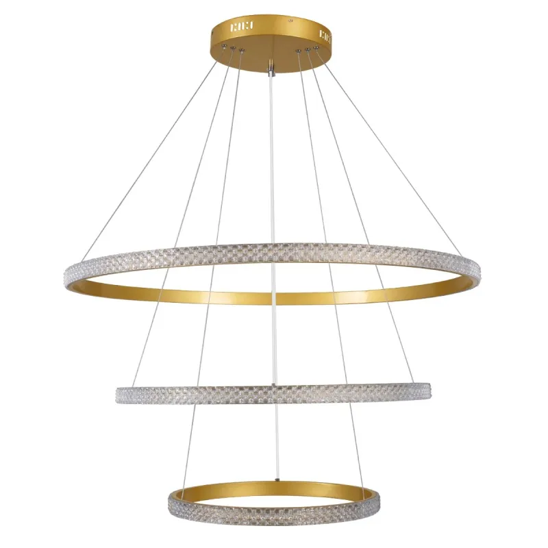 kelvo® DIAMOND KLV-101-0240-V2 Κρεμαστό Φωτιστικό Οροφής LED 120W 12000lm 180° AC 220-240V IP20 Ρυθμιζόμενο Λευκό CCT με Χειριστήριο από 2700K έως 6000K Dimmable - Lumileds SMD Chip - Χρυσό Πλατίνα - Μ80 x Π80 x Υ80cm - 3 Χρόνια Εγγύηση
