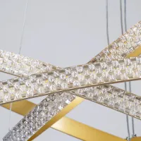 kelvo® DIAMOND KLV-101-0240-V2 Κρεμαστό Φωτιστικό Οροφής LED 120W 12000lm 180° AC 220-240V IP20 Ρυθμιζόμενο Λευκό CCT με Χειριστήριο από 2700K έως 6000K Dimmable - Lumileds SMD Chip - Χρυσό Πλατίνα - Μ80 x Π80 x Υ80cm - 3 Χρόνια Εγγύηση