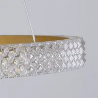 kelvo® DIAMOND KLV-101-0240-V2 Κρεμαστό Φωτιστικό Οροφής LED 120W 12000lm 180° AC 220-240V IP20 Ρυθμιζόμενο Λευκό CCT με Χειριστήριο από 2700K έως 6000K Dimmable - Lumileds SMD Chip - Χρυσό Πλατίνα - Μ80 x Π80 x Υ80cm - 3 Χρόνια Εγγύηση