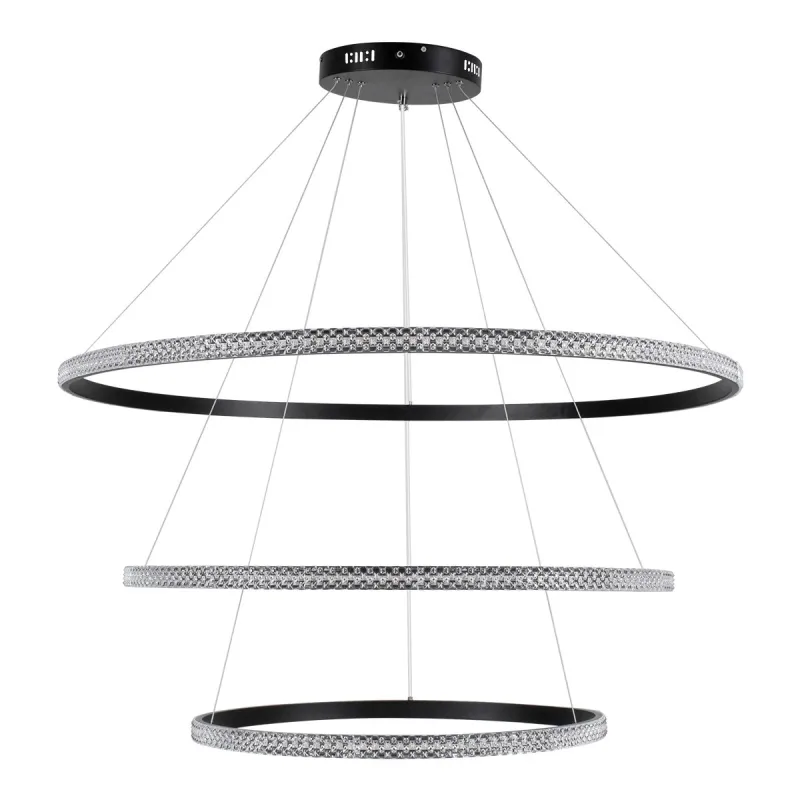 kelvo® DIAMOND KLV-101-0241 Κρεμαστό Φωτιστικό Οροφής LED 150W 15000lm 180° AC 220-240V IP20 Ρυθμιζόμενο Λευκό CCT με Χειριστήριο από 2700K έως 6000K Dimmable - Lumileds SMD Chip - Μαύρο Ματ - Μ100 x Π100 x Υ100cm - 3 Χρόνια Εγγύηση