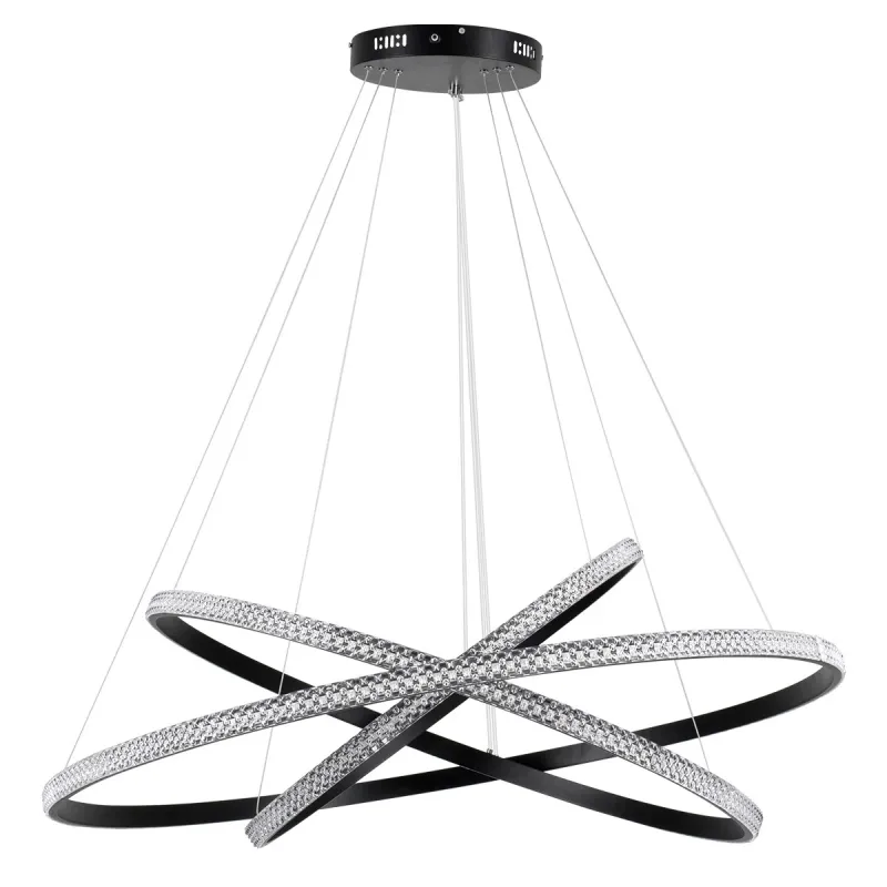 kelvo® DIAMOND KLV-101-0241 Κρεμαστό Φωτιστικό Οροφής LED 150W 15000lm 180° AC 220-240V IP20 Ρυθμιζόμενο Λευκό CCT με Χειριστήριο από 2700K έως 6000K Dimmable - Lumileds SMD Chip - Μαύρο Ματ - Μ100 x Π100 x Υ100cm - 3 Χρόνια Εγγύηση
