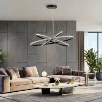 kelvo® DIAMOND KLV-101-0241-V2 Κρεμαστό Φωτιστικό Οροφής LED 150W 15000lm 180° AC 220-240V IP20 Ρυθμιζόμενο Λευκό CCT με Χειριστήριο από 2700K έως 6000K Dimmable - Lumileds SMD Chip - Μαύρο Ματ - Μ100 x Π100 x Υ100cm - 3 Χρόνια Εγγύηση