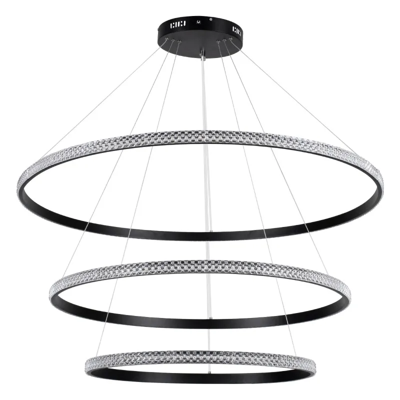 kelvo® DIAMOND KLV-101-0241-V2 Κρεμαστό Φωτιστικό Οροφής LED 150W 15000lm 180° AC 220-240V IP20 Ρυθμιζόμενο Λευκό CCT με Χειριστήριο από 2700K έως 6000K Dimmable - Lumileds SMD Chip - Μαύρο Ματ - Μ100 x Π100 x Υ100cm - 3 Χρόνια Εγγύηση