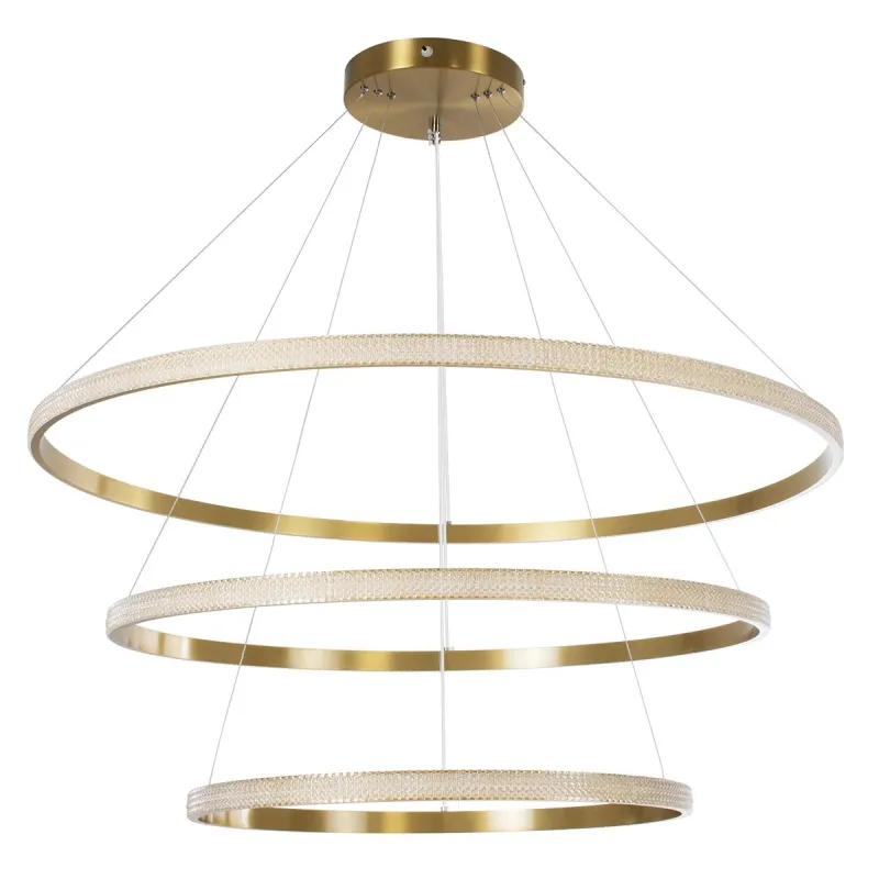 kelvo® DIAMOND KLV-101-0242-V2 Κρεμαστό Φωτιστικό Οροφής LED 150W 15000lm 180° AC 220-240V IP20 Ρυθμιζόμενο Λευκό CCT με Χειριστήριο από 2700K έως 6000K Dimmable - Lumileds SMD Chip - Χρυσό Πλατίνα - Μ100 x Π100 x Υ100cm - 3 Χρόνια Εγγύηση