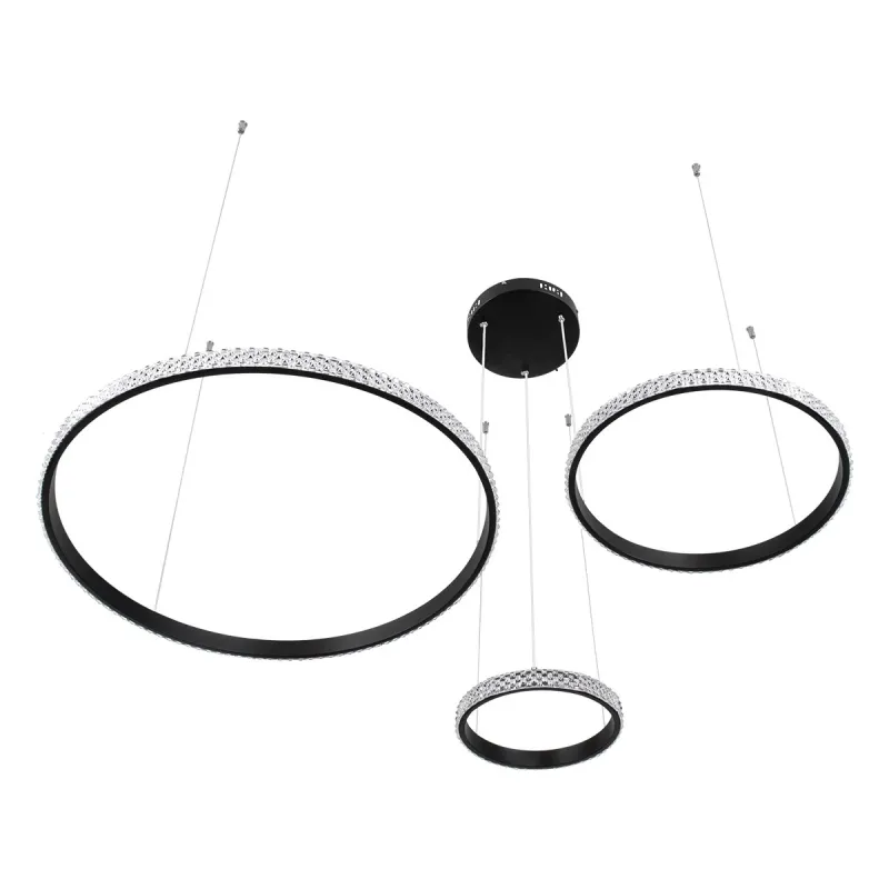 kelvo® DIAMOND KLV-101-0243 Κρεμαστό Φωτιστικό Οροφής LED 100W 10000lm 180° AC 220-240V IP20 Ρυθμιζόμενο Λευκό CCT με Χειριστήριο από 2700K έως 6000K Dimmable - Lumileds SMD Chip - Μαύρο Ματ - Μ110 x Π110 x Υ60cm - 3 Χρόνια Εγγύηση