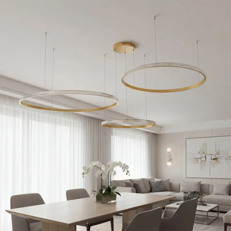 kelvo® DIAMOND KLV-101-0246 Κρεμαστό Φωτιστικό Οροφής LED 150W 15000lm 180° AC 220-240V IP20 Ρυθμιζόμενο Λευκό CCT με Χειριστήριο από 2700K έως 6000K Dimmable - Lumileds SMD Chip - Χρυσό Πλατίνα - Μ170 x Π170 x Υ60cm - 3 Χρόνια Εγγύηση