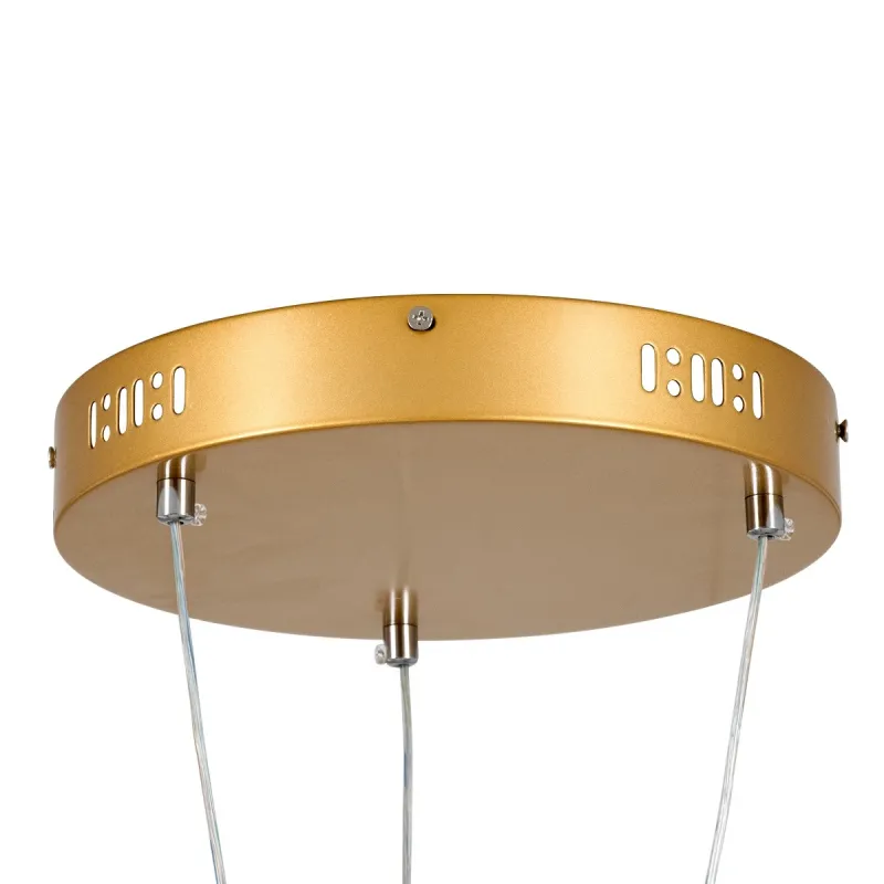 kelvo® DIAMOND KLV-101-0246 Κρεμαστό Φωτιστικό Οροφής LED 150W 15000lm 180° AC 220-240V IP20 Ρυθμιζόμενο Λευκό CCT με Χειριστήριο από 2700K έως 6000K Dimmable - Lumileds SMD Chip - Χρυσό Πλατίνα - Μ170 x Π170 x Υ60cm - 3 Χρόνια Εγγύηση