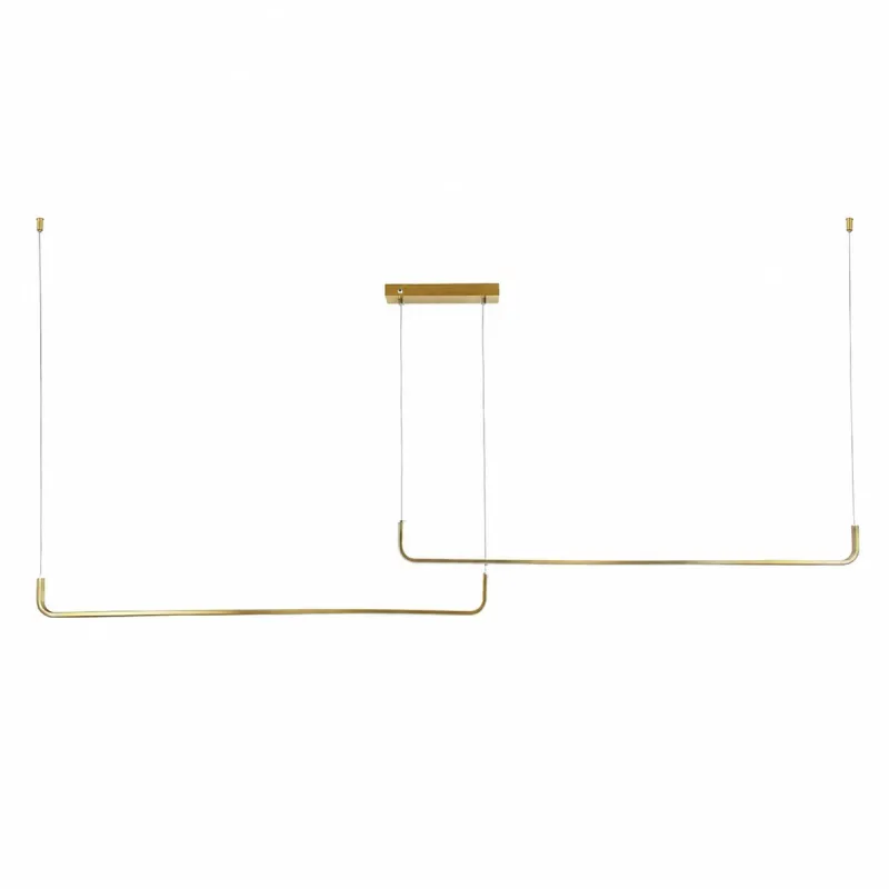 kelvo® LINARIA KLV-101-0260-V2 Κρεμαστό Φωτιστικό Οροφής LED 72W 7200lm 180° AC 220-240V IP20 Ρυθμιζόμενο Λευκό CCT με Χειριστήριο από 2700K έως 6000K Dimmable - Lumileds SMD Chip - Σατινέ Χρυσό Βούρτσας - Μ212 x Π4 x Υ20cm - 3 Χρόνια Εγγύηση