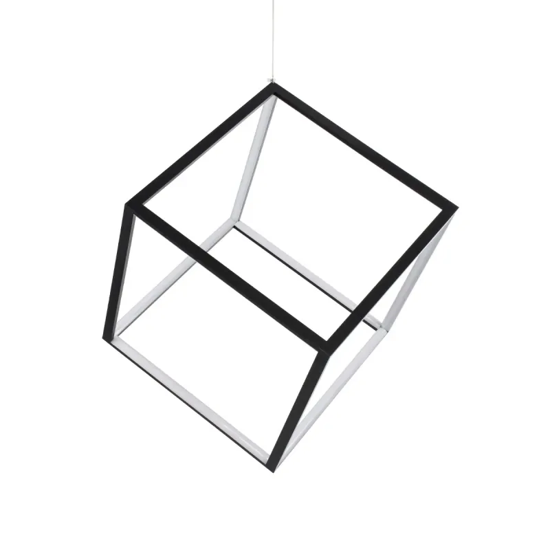 kelvo® KIBOO KLV-101-0261 Κρεμαστό Φωτιστικό Οροφής LED 36W 3600lm 360° AC 220-240V IP20 Ρυθμιζόμενο Λευκό CCT με Χειριστήριο από 2700K έως 6000K Dimmable - Lumileds SMD Chip - Μαύρο Ματ - Μ40 x Π40 x Υ40cm - 3 Χρόνια Εγγύηση