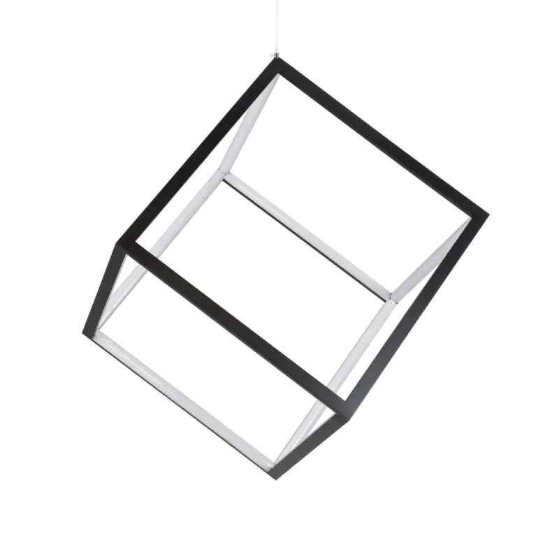 kelvo® KIBOO KLV-101-0261 Κρεμαστό Φωτιστικό Οροφής LED 36W 3600lm 360° AC 220-240V IP20 Ρυθμιζόμενο Λευκό CCT με Χειριστήριο από 2700K έως 6000K Dimmable - Lumileds SMD Chip - Μαύρο Ματ - Μ40 x Π40 x Υ40cm - 3 Χρόνια Εγγύηση